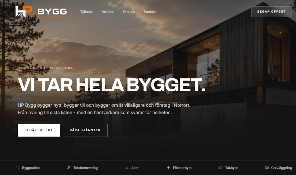 HP Bygg skärmbild 1